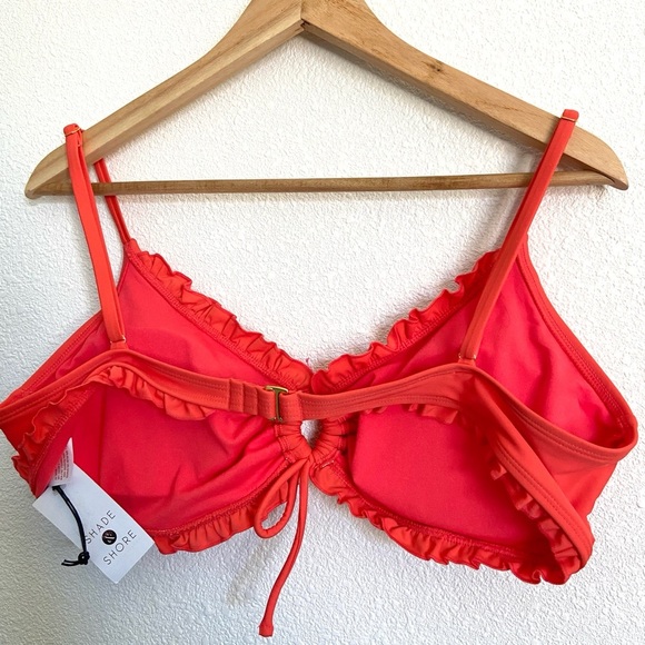 Shade & Shore tie front ruffle bralette bikini swimwear top - Picture 6 of 7